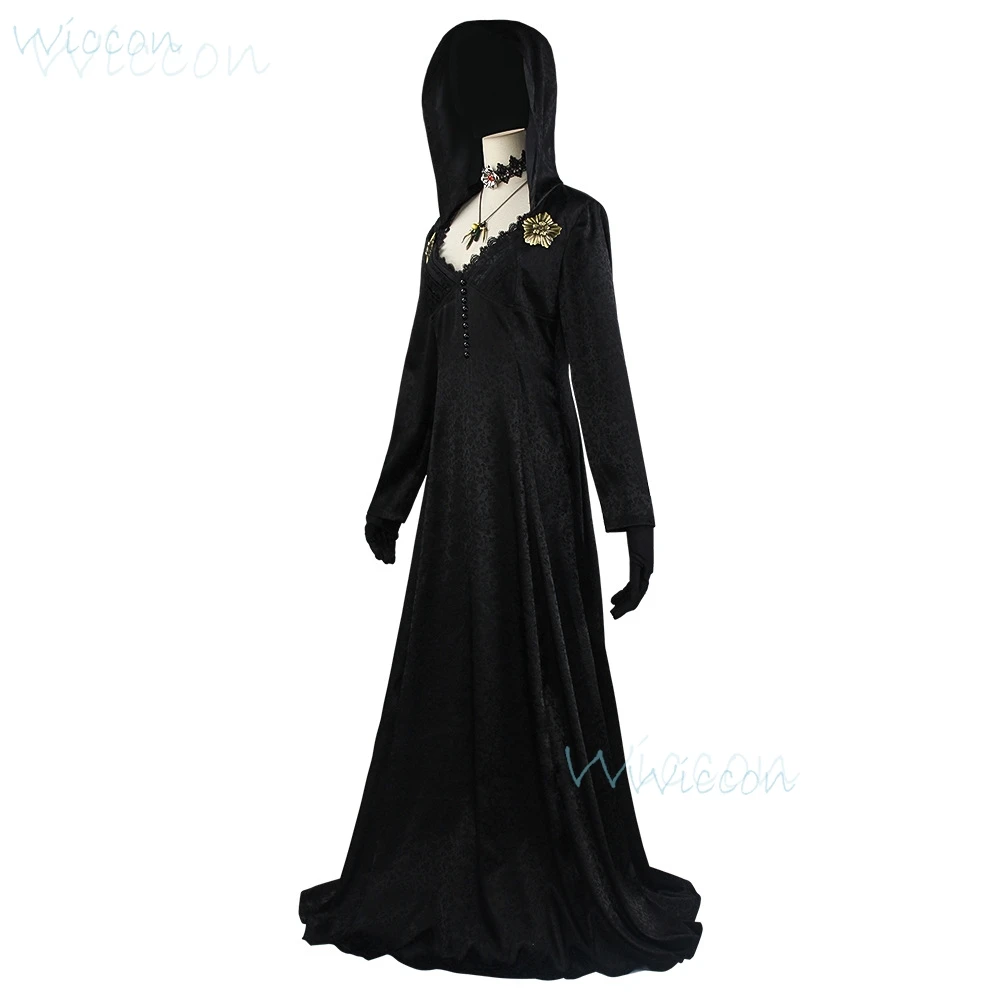 Altar Dimitescu fantasia cosplay para mulheres, vestido branco, vila residente, vestido estilo horror, cosplay do mal de Halloween, roupa assustadora