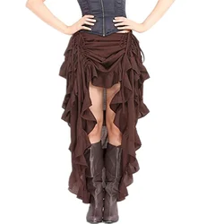 Saia steampunk marrom preta para mulheres, saia sexy de pirata, roupa de festa, roupa punk burlesque, acessórios de fantasia plus size