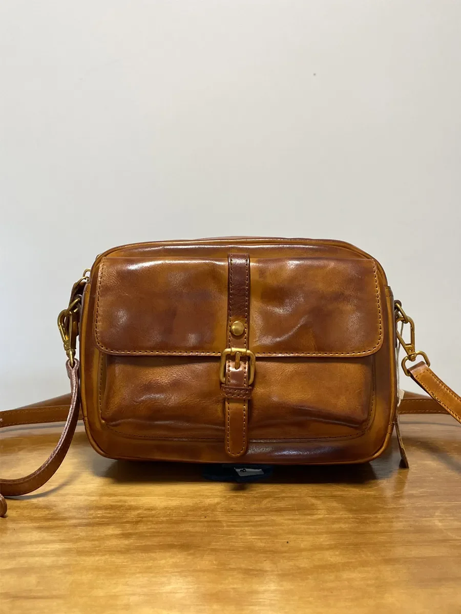 

Leather backpack vegetable tanned first layer cowhide bag retro messenger bag