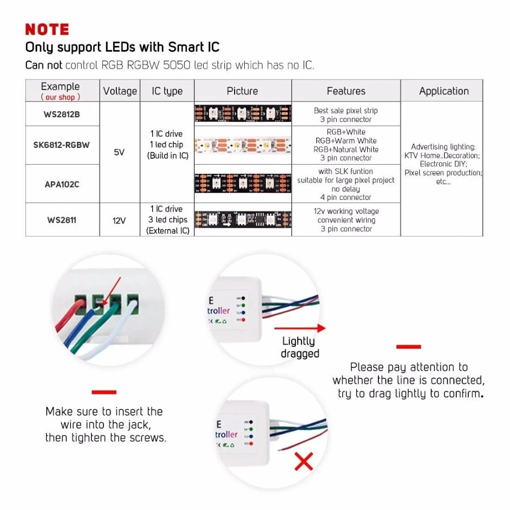 Controlador Led SP105E SP107E SP110E, Bluetooth/música/WIFI, píxeles, WS2811, WS2812B, SK6812, RGB/RGBW, APA102, WS2801, DC5-24V