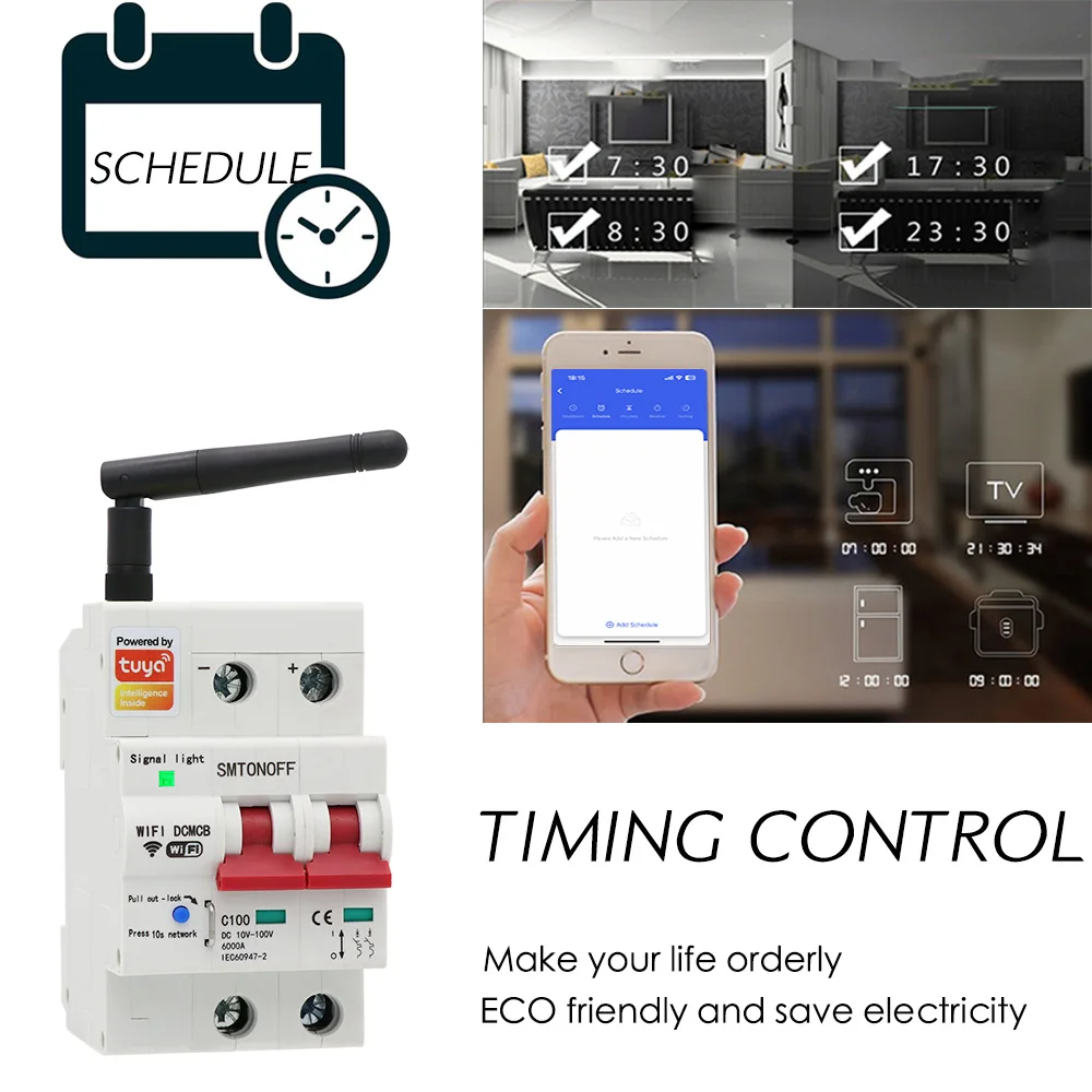 Tuya Smart Life WLAN DC Smart Leistungsschalter 12V 24V 48V Überlast- und Kurzschluss-Schutz mit Alexa Google Home für Smart Home – Detail 8