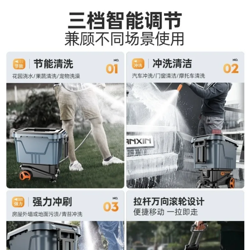 مسدس مياه لاسلكي عالي الطاقة لغسيل السيارات، ماكينة غسيل سيارات ببطارية مزدوجة متعددة التروس قابلة للتعديل ببطارية ليثيوم #4