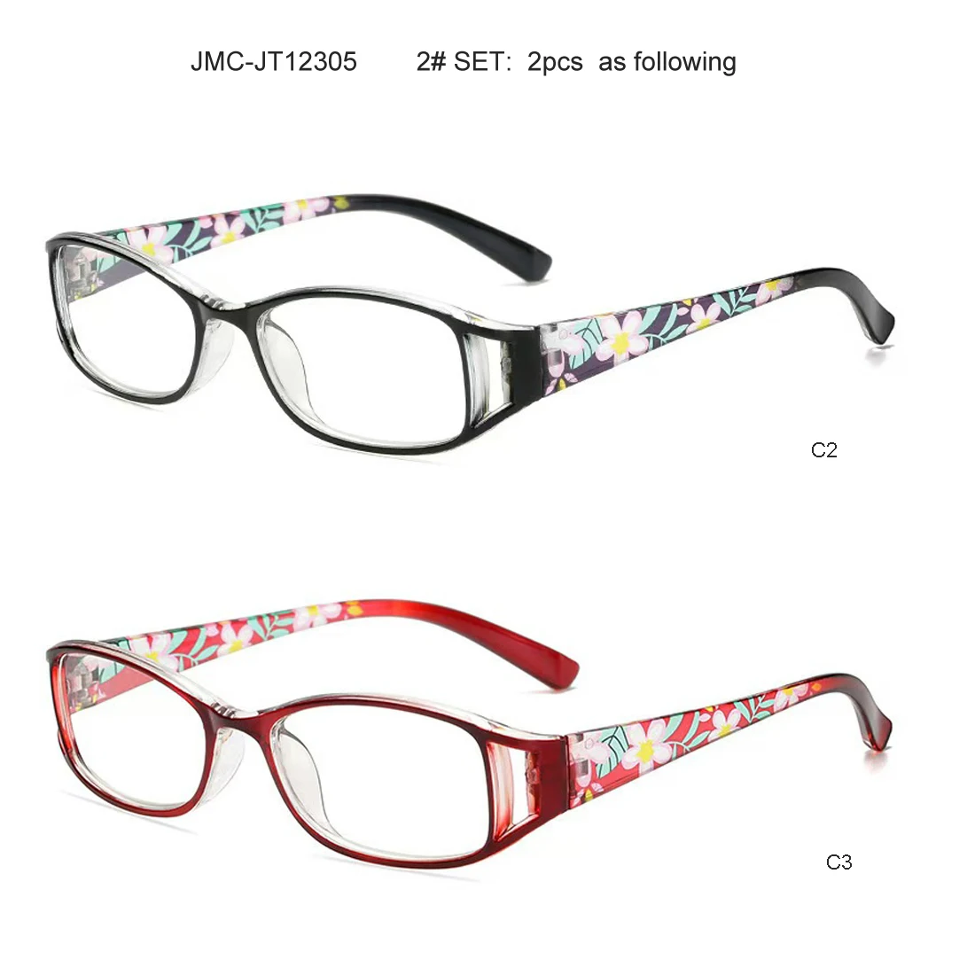 

Fashion Floral Print Reading Glasses Transparent gafas Frame with Flower Pattern, Lightweight Prescription Glasses for Women Men