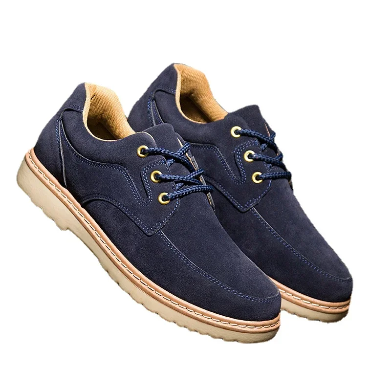 2023High Quality Men Suede Casual Shoes British Style Lace-up Platform Shoes Short Boots Daily Outdoor Non-slip Working Shoes