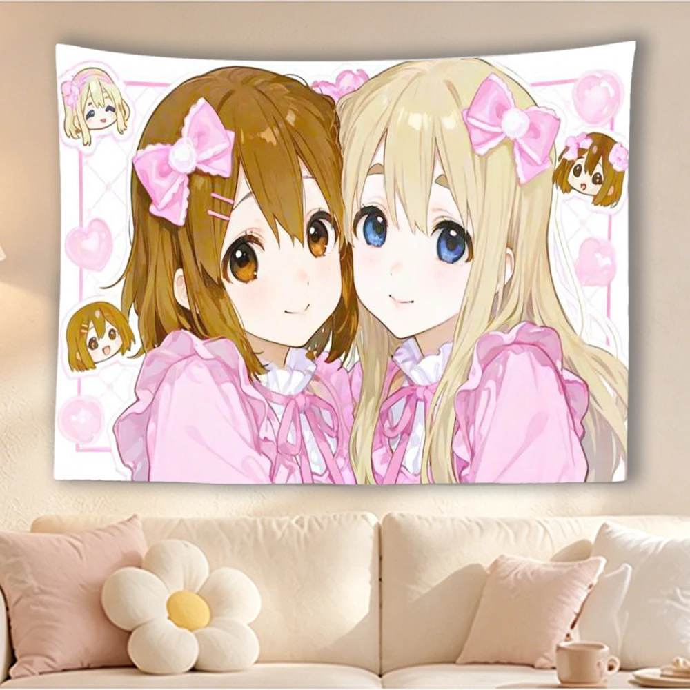 Kawaii Cute Anime Girl Group Tapestry Otaku Bedroom Dorm Wall Hanging Decor