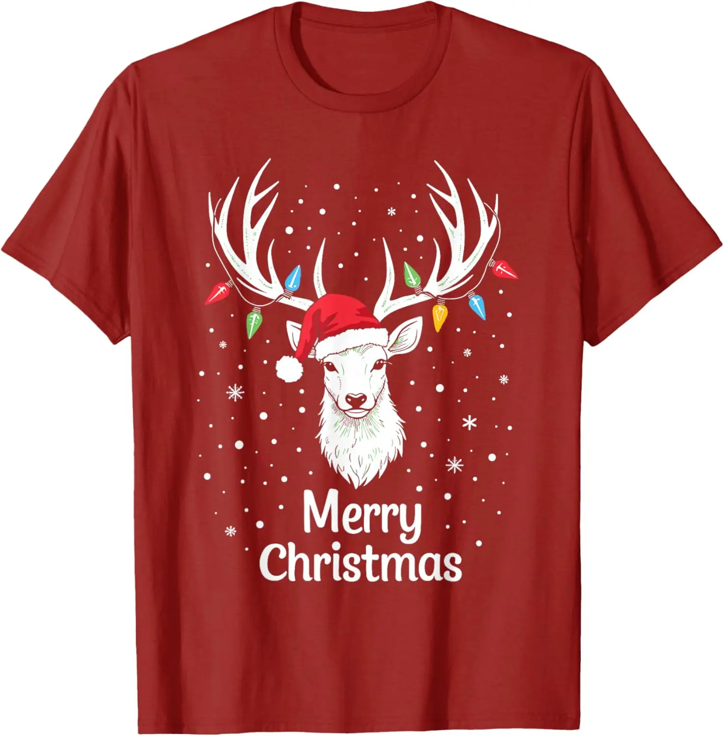 Merry Christmas Reindeer Xmas shirts Festive Winter Gatherings TShirt Crew Neck Short Sleeve