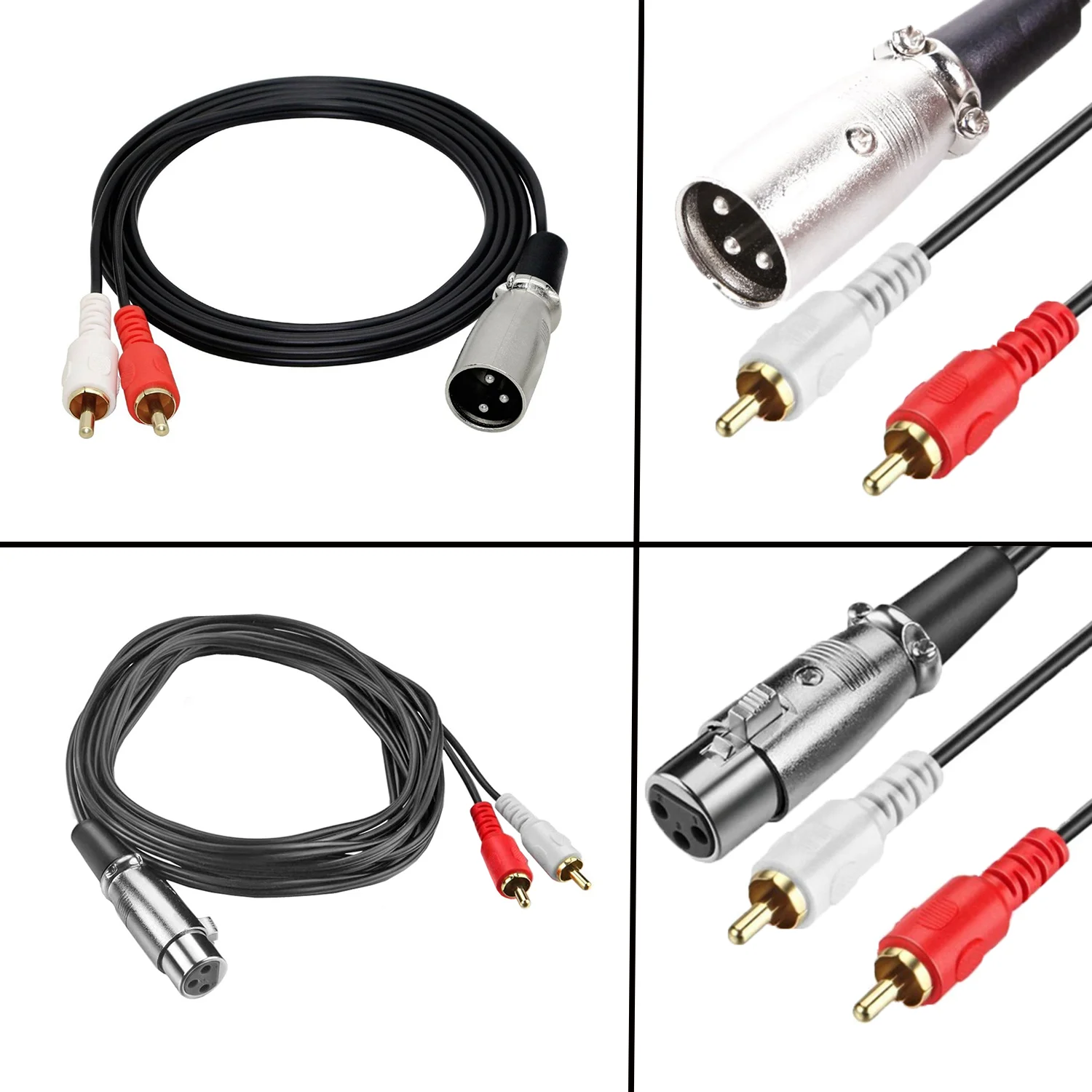 Audio Splitter Y - XLR Female to Dual RCA Male
