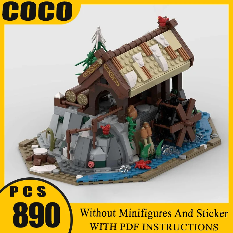 

Medieval Castle Model Moc Building Blocks Viking Sawmill Model Technology Brick DIY Assembly Construction Toy Holiday Gifts