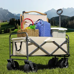 Heavy Duty Large Capacity Folding Wagon Shopping Beach Garden Pull Trolley Collapsible Folding Outdoor Portable Utility Cart