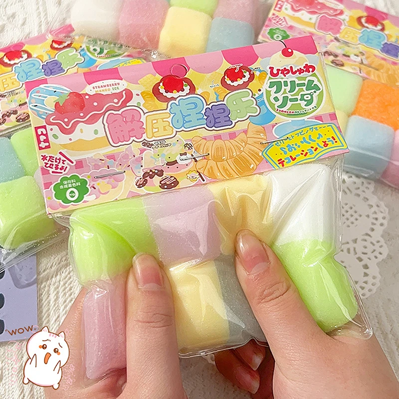 

New Cream Cheese Fondant Slow Rebound Toys Simulation Cheese Chocolate Rainbow Candy Cube Food Play Pinch Music Fidget Toys