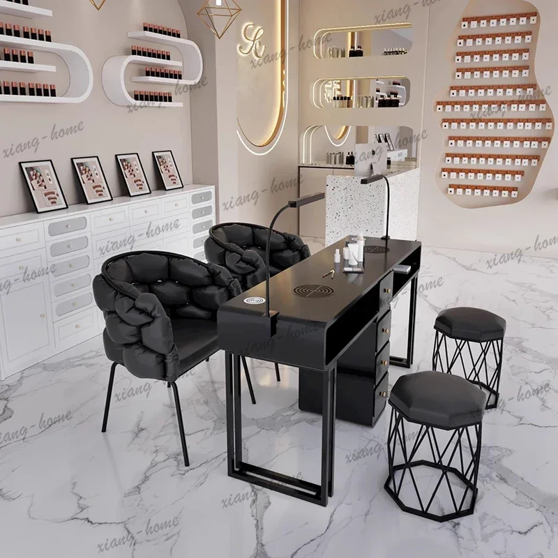 LJY Italian Minimalist Manicure Nail Table With Drawers Multifunctional Modern Nail Table Elegant Classic Mesa Salon Furniture