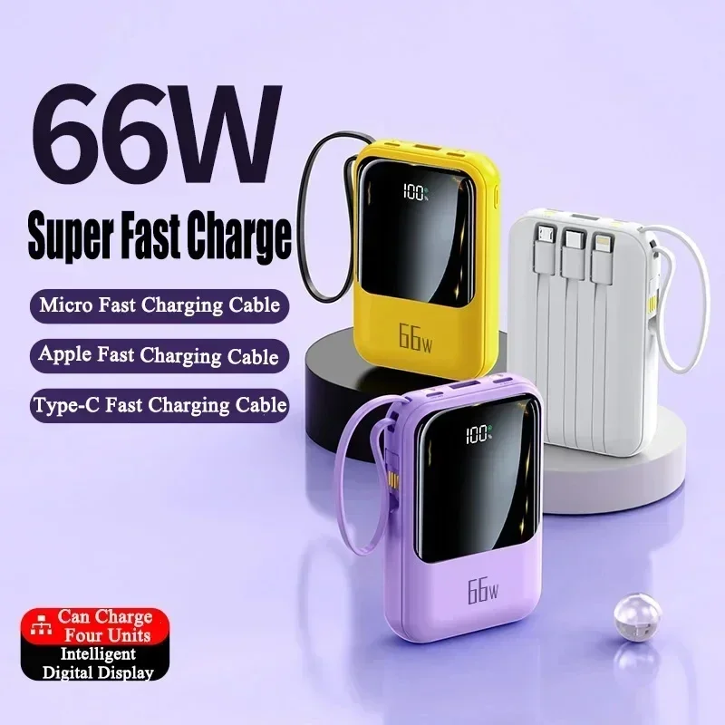 20000mah portable mini power bank PD20W fast charging  built-in 4-wire large capacity suitable for iPhone Samsung Huawei Xiaomi