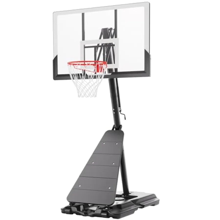 Portable Basketball Hoop for Backyard Driveway Games, Polyethylene Base with Steel Pole, Black/Red, Adjustable Height 7.510 Ft