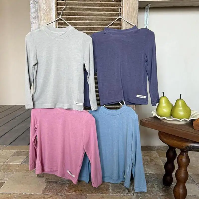 

Solid Baby Long Sleeve Tops Kids Boys Cotton T Shirts Children Clothes 2025 Autumn New Girls Soft Comfortable Bottoming Shirts