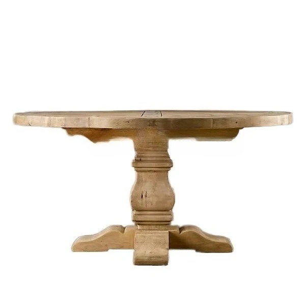 Popular Event Rental Round Oak Wood Dining Table Vintage French Country Side Round Oak Wooden Dining Table
