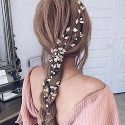 Handmade Pearls Headbands Wedding Hair Accessories Women Bride Leaves Hairbands Head Jewelry