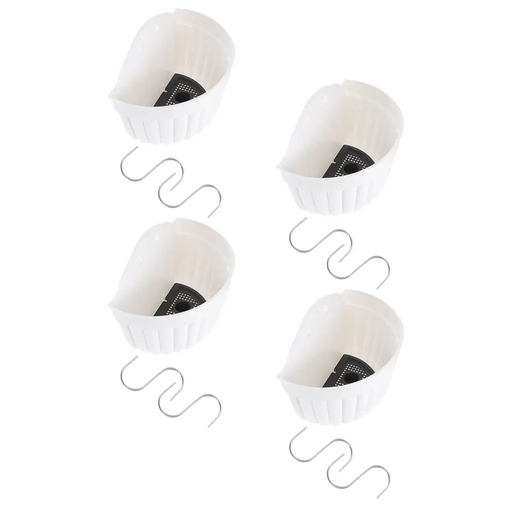 

4 Sets Wall-mounted Flower Pot Indoor Plants Green Planter Cactus Hanging White Holders Balcony Succulent Resin Draining Holes