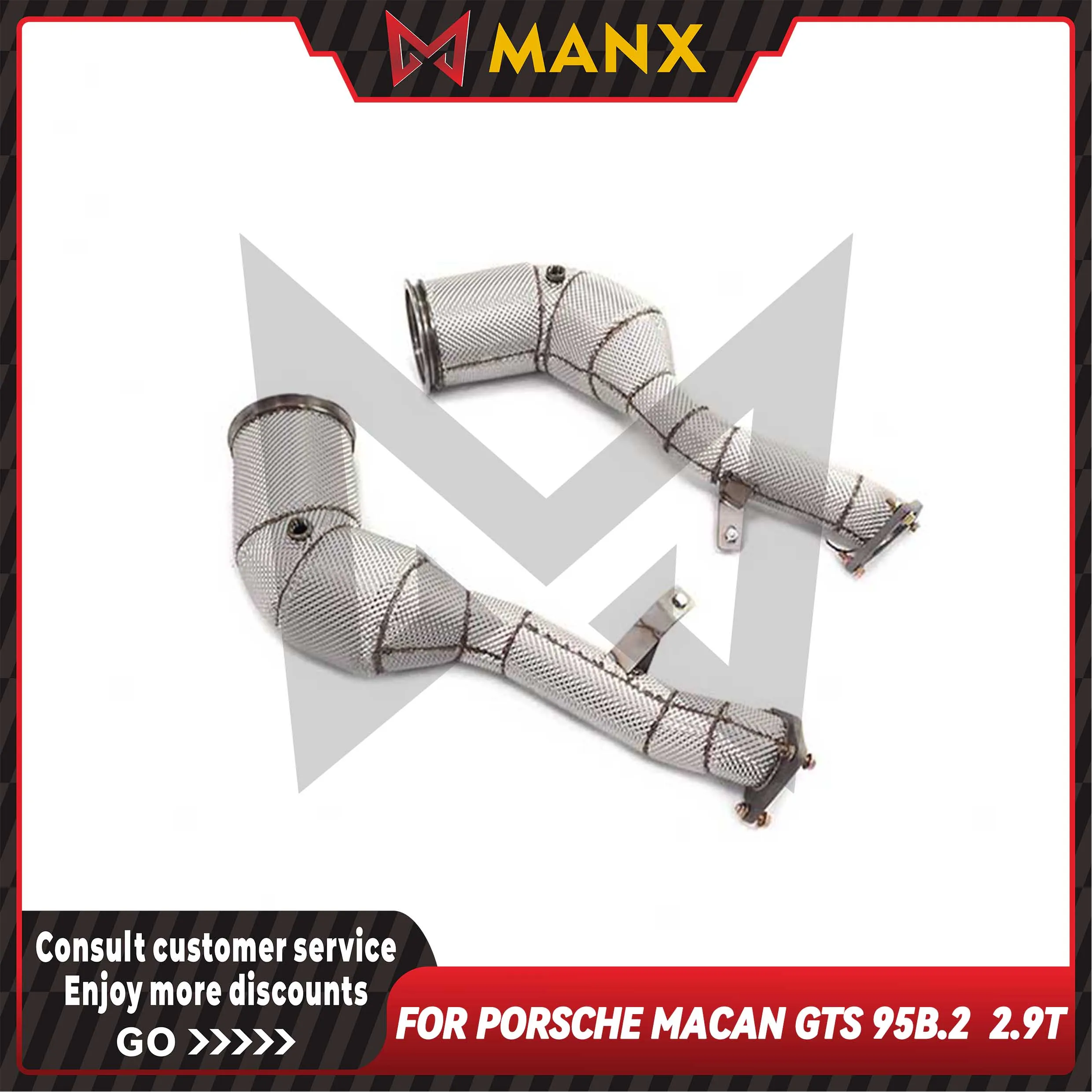 MANX Downpipe Suitable for Porsche Macan GTS 95B.2 2.9T Titanium alloy Performance Exhaust System With Heat Shield