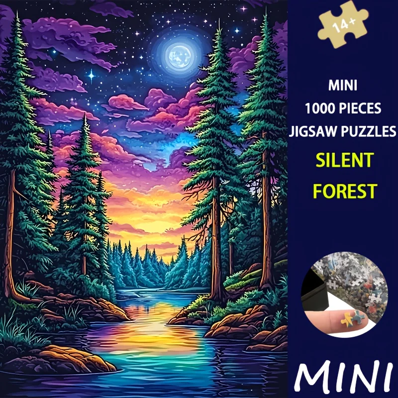 

Мини-пазл небольшого размера, 1000 деталей, бесшумный лесной арт, 38x26 см, мистический лесной пейзаж для любителей природы