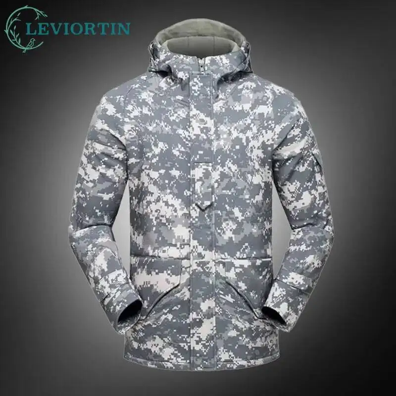 

Men's waterproof shark skin G8 attack jacket for autumn and winter, warm windbreaker, outdoor hooded camouflage tactical jacket