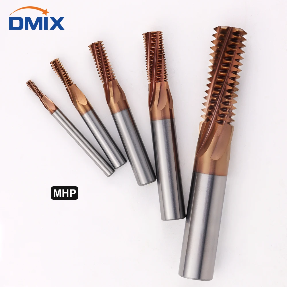 قاطعة طحن خيط الأسنان الكاملة DMIX مطلية بسبائك الصلبة الصلبة ذات الأسنان الكاملة MHP MAL M3 M4 M5 M8 M10 M12 M14 M16