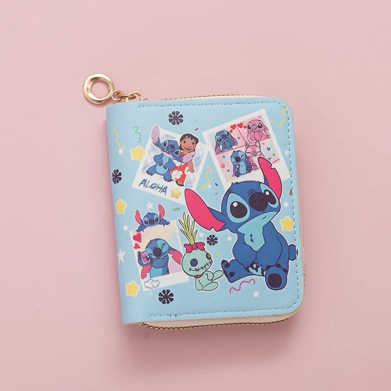Disney Stitch Multi function Men s Compact Zipper Wallet Cartoon Mini Coin Purse and Card Holder For Students Boys Daily Use