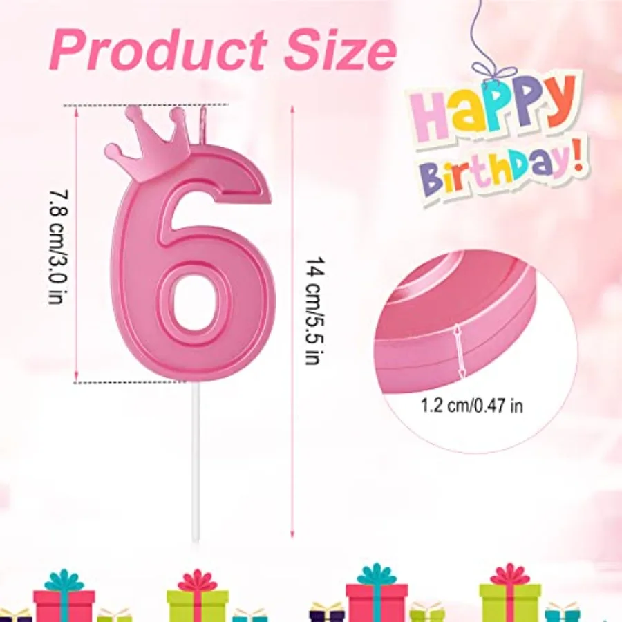 3 Ih Birthday Number Candle 3D Number Candle with Crown Decor Large Cake Topper Number Candles for Birthday Ca Wedding Annivers