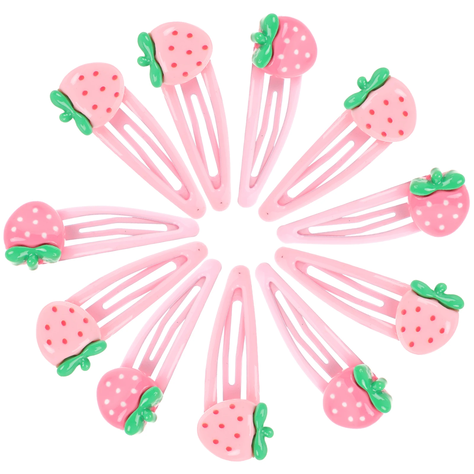 

20 Pcs Glossy Strawberry Hair Clip Cartoon Resin Accessories Girls Hairstyles Party Bright Pink Durable Safe