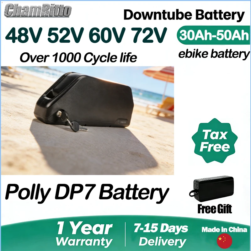 

Аккумулятор для электровелосипеда Polly 48В 60В 72В 30Ач, литий-ионный аккумулятор 21700 52В 100А BMS Cham Rider Original, 3000Вт