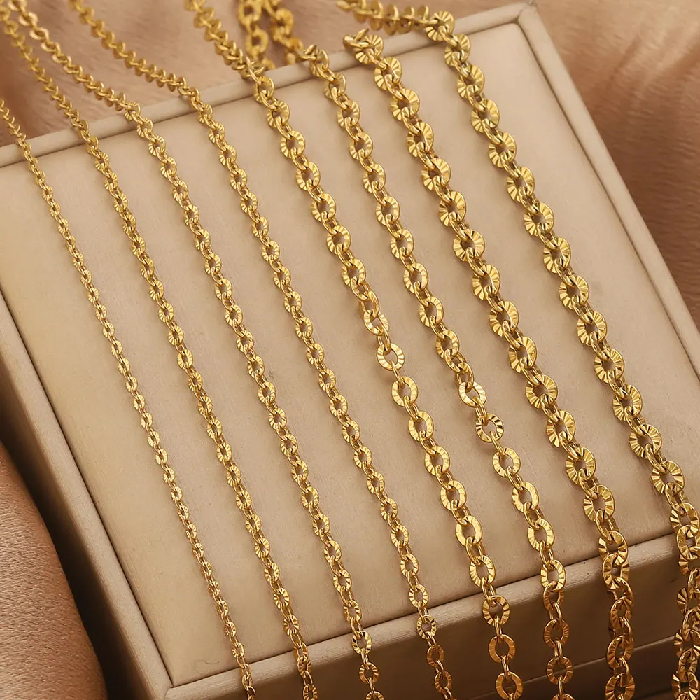 

2Meter Stainless Steel Sunflower Chain Gold-plated DIY Necklace Bracelet Jewelry Making Materials Wholesale Chain for Needlework