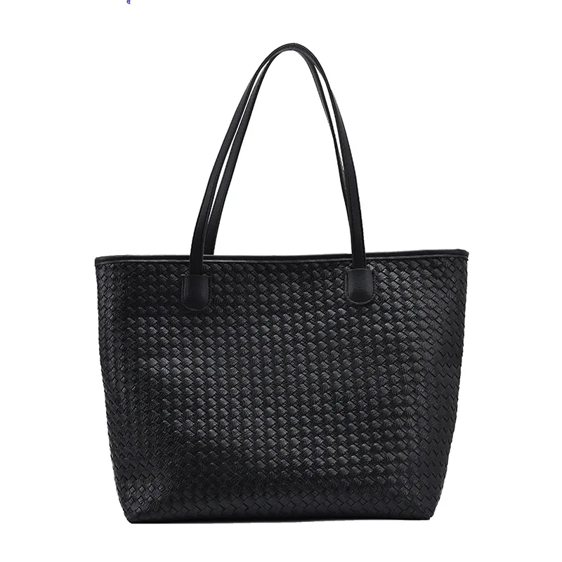 Large Capacity Women\'s Bag 2022 Summer New Knitted One Shoulder Handheld Solid Color Mesh Red Underarm Tote Bag