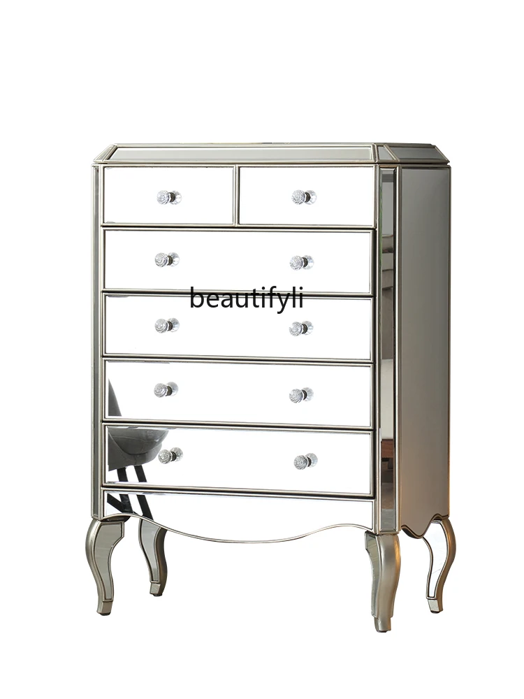 

European-Style Chest of Drawers Mirror Cabinet Simple Modern Locker Jewelry Drawer Cabinet Living Room Bedroom