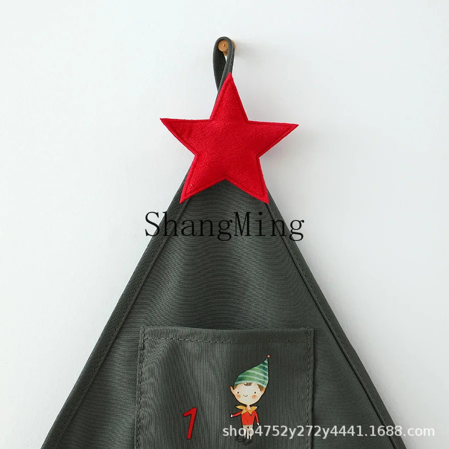 

PYH new Christmas new wall calendar canvas wall calendar hanging bag 24 pockets Christmas decorations