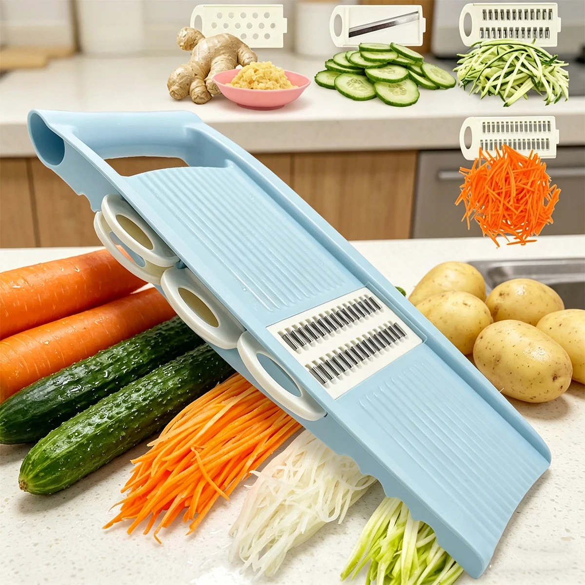 5 In1 Vegetable Fruit Slicer Multi-Functional Onion Chopper Manual Food Grater Cutter Household Kitchen Veggie Dicer Gadgets