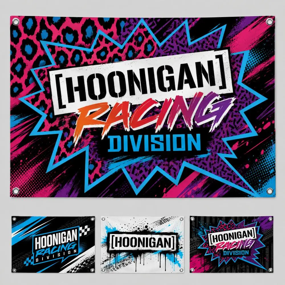 Brand Hoonigan Racing Flags Home Yard & Garden Decor Banner - Indoor Outdoor Wall Hanging Flag