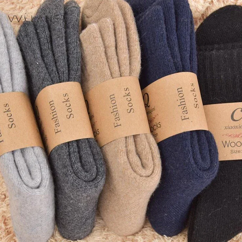 

5 Pairs Thicker Wool Rabbit Socks Men Winter Warm Long Socks Cold Snow Terry Thick Man Socks Ankle Calcetines Meias Harajuku