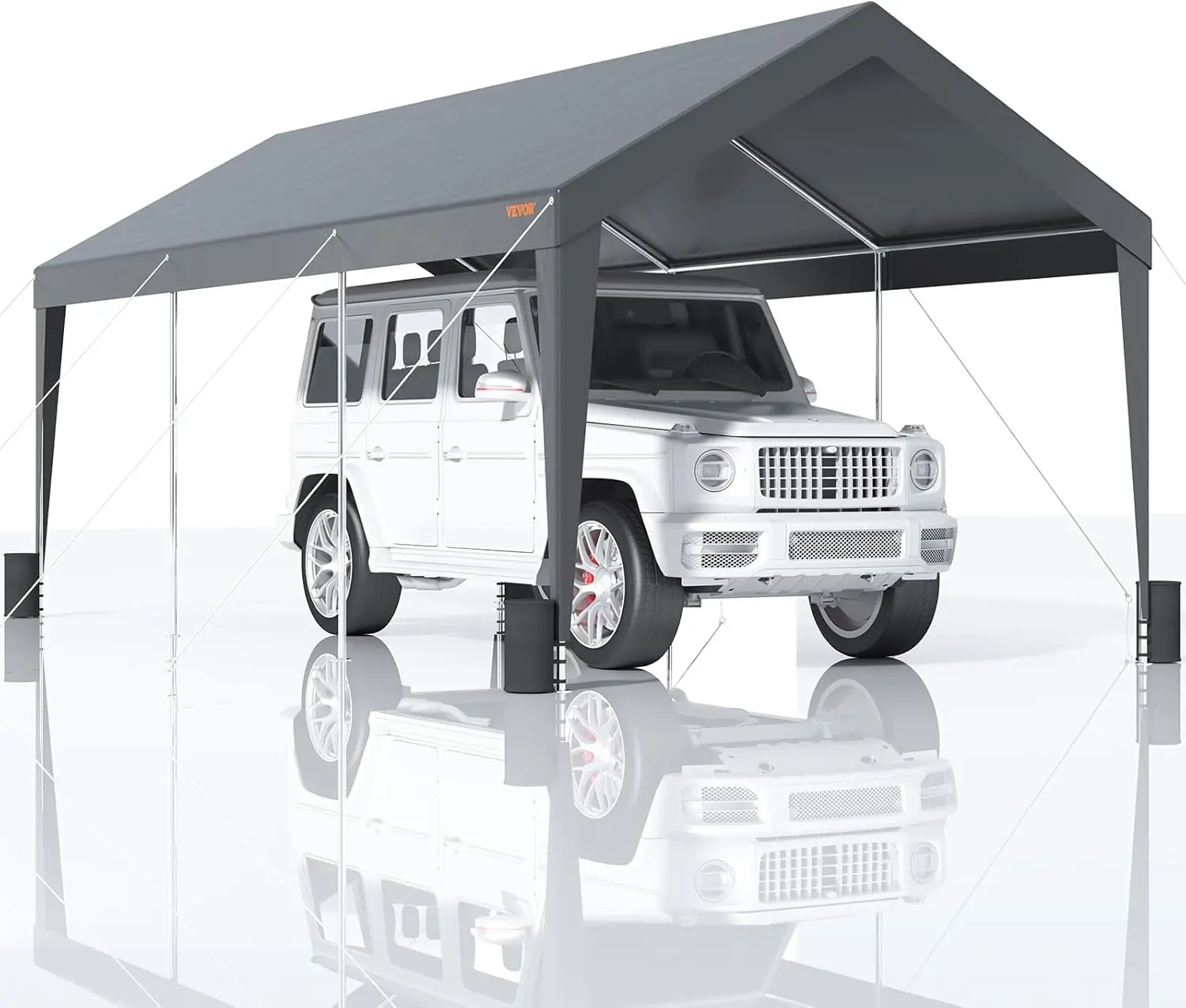 

Upgraded 10x20 ft Heavy Duty Carport Car Canopy, Car Port Garage Boat Shelter Party Tent with 8 Reinforced Poles and 4 Weight B