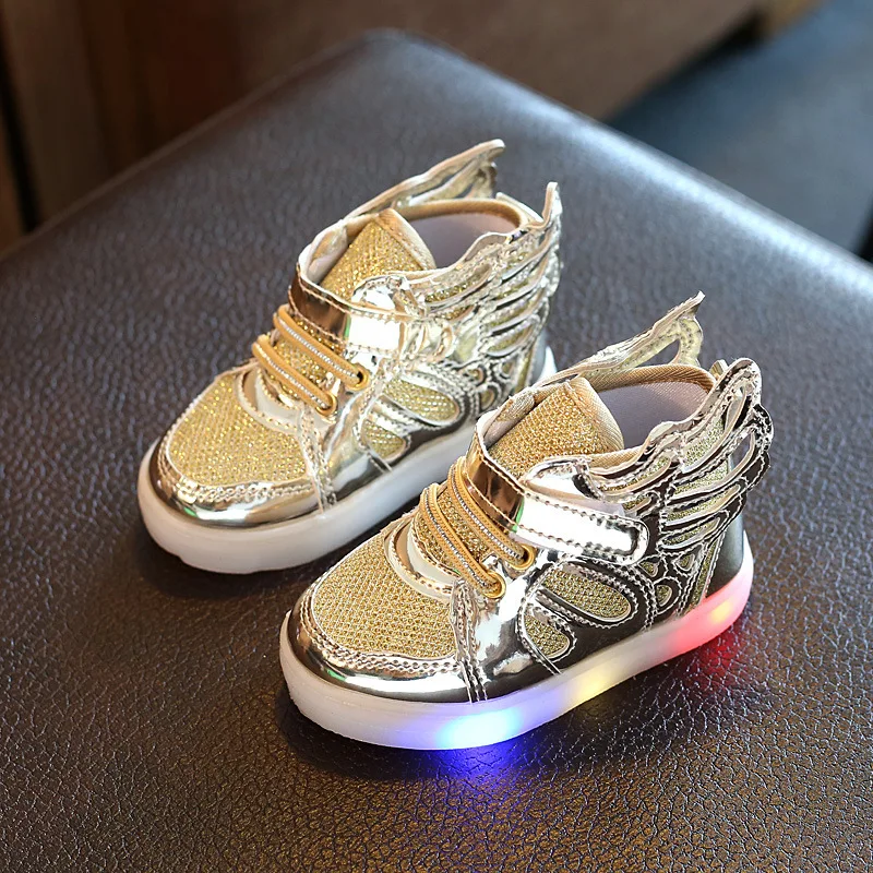 Children\'s New Spring Autumn LED Luminous Flashing Shoes Wing Children\'s Shoes Treasure Shoes Boys Girls\' Casual Sports Shoes