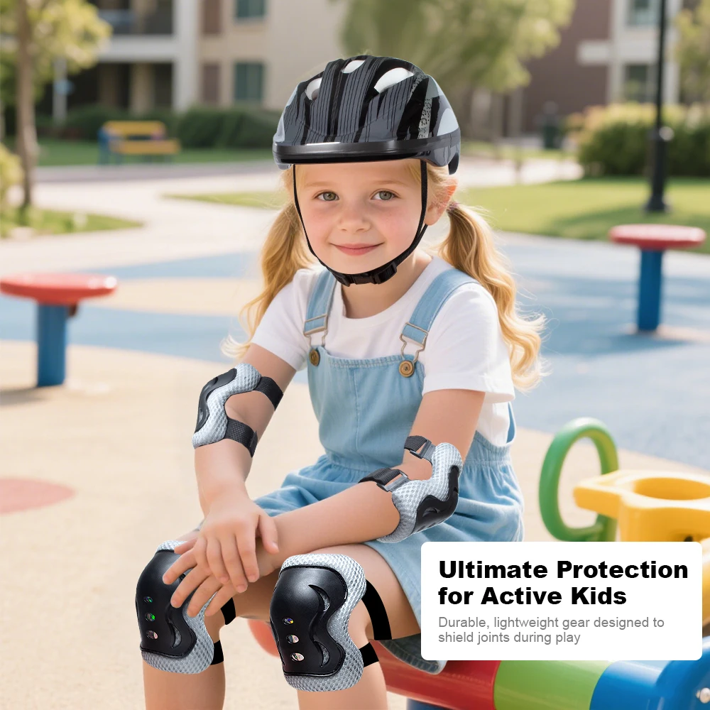 7PCS Kinder Helm Knie Ellenbogen Pads Handgelenk Schutz Sport Schutz Getriebe Einstellbare Roller Skateboard Roller für Junge Mädchen 4-12 jahre – Detail 12