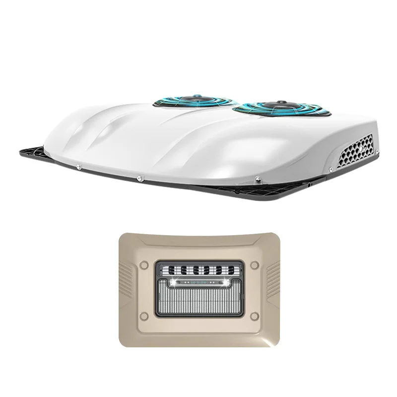 

2026 Ultra-thin Quiet 12V 24V Parking AC 8500BTU Roof Top Air Conditioner Cooling System Trucks Cabin Electric Scroll Compressor