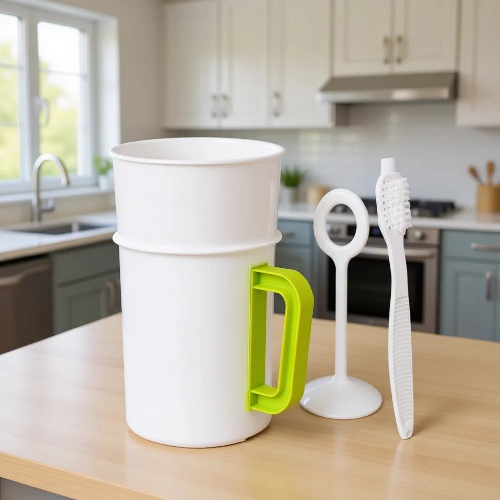 Colador de Alimentos Multiusos con Jarra, Prensa y Cepillo para Yogur, Frutos Secos, Jugo de Soja y Té