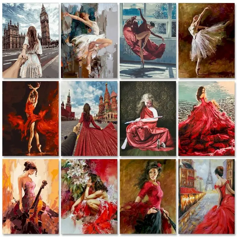 GATYZTORY Acrylic Paint By Numbers Figure 40x50cm Oil Painting By Numbers On Canvas Dancer Frameless DIY Digital Hand Painting