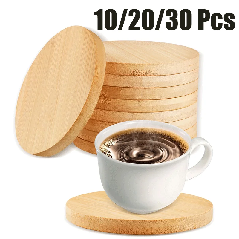 10/20/30Pcs Round Bamboo Coaster Tabletop Planters Protection for Drinks Coffee Dining Table Bar Painting Wood Home Decoration