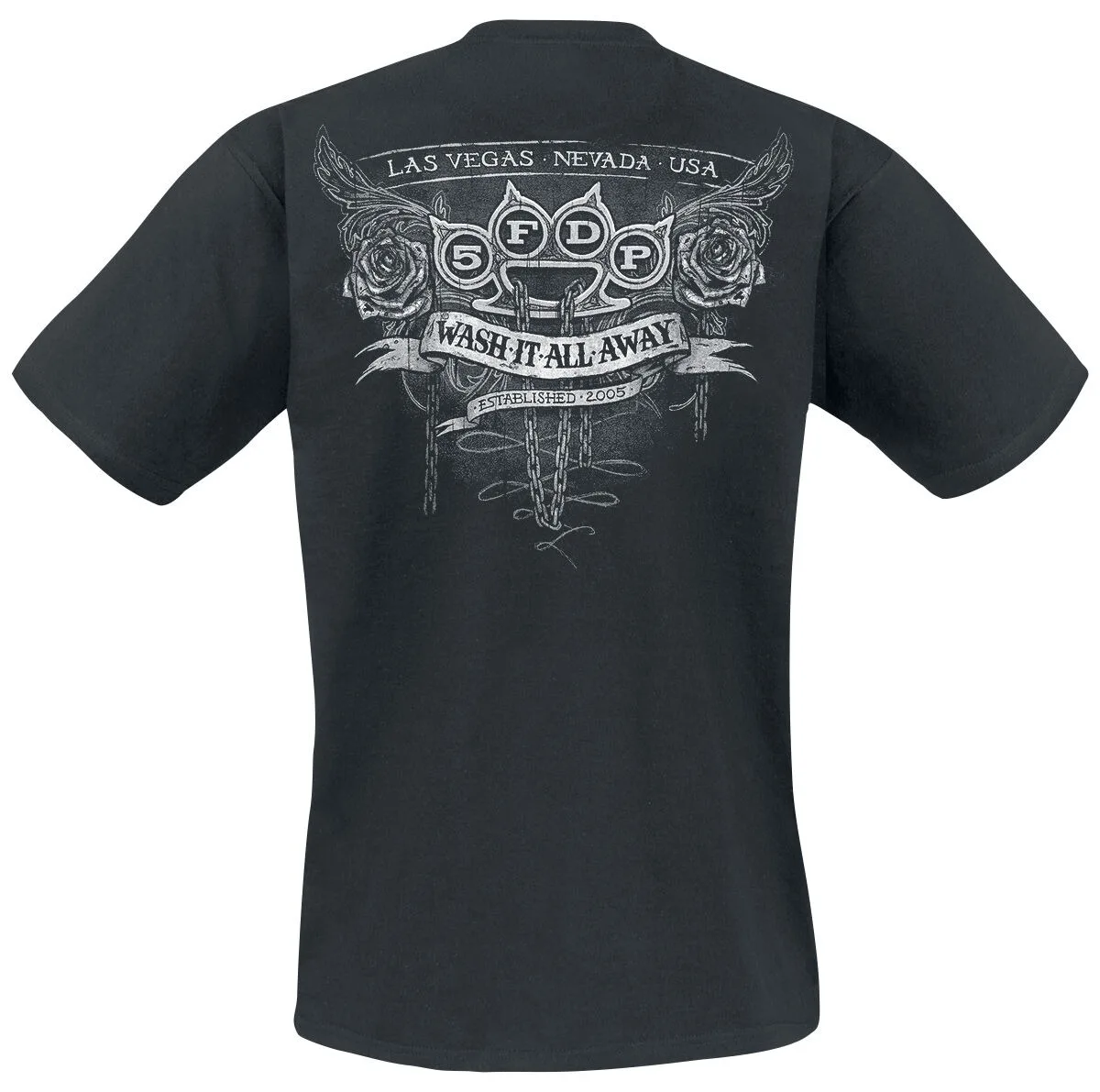 Five Finger Death Punch Wash It All Away Cross Skull Print T-Shirt 100% Cotton Unisex Metal Fans Tee
