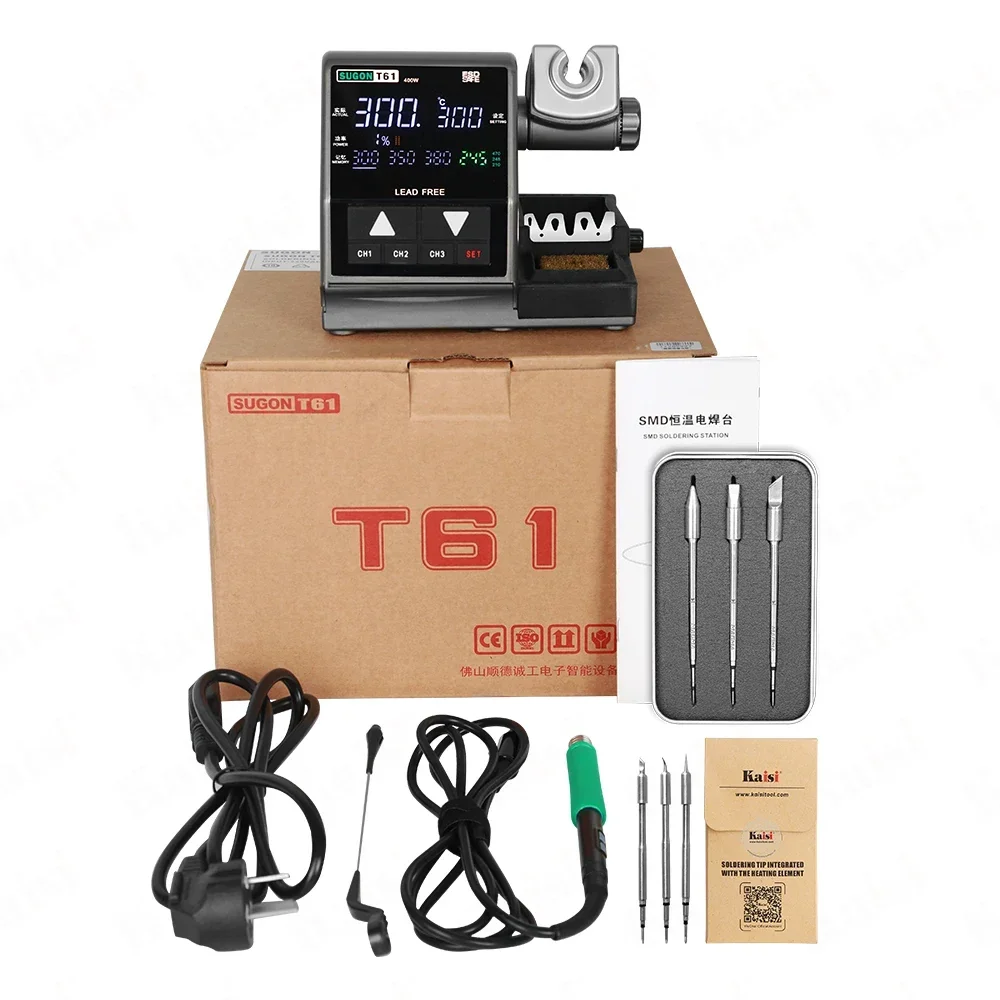 Kaisi T61 Versatile Soldering Station T210/T245 Compatible C470 Heating Element Auto Voltage 400W Power Supply 4 Temp Settings