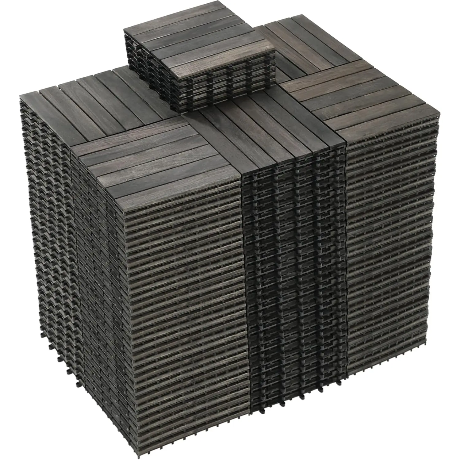 216 PCS Acacia Wood Interlocking Patio Deck Tiles - 12