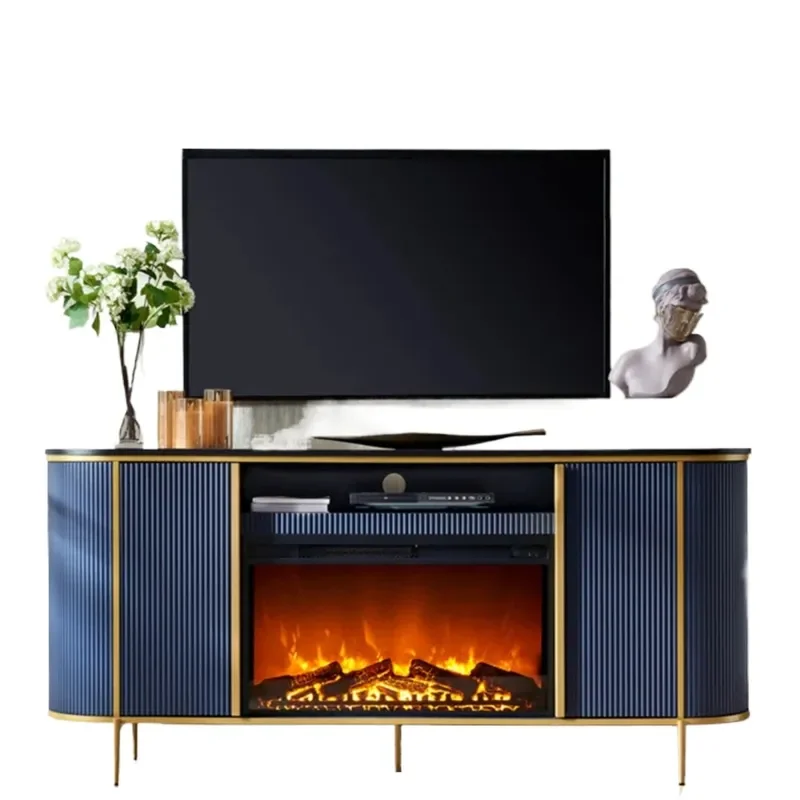 Modern Elegant Groove TV Cabinet Console Living Room Furniture Without Electric Fireplace Factory Customization Hot Selling