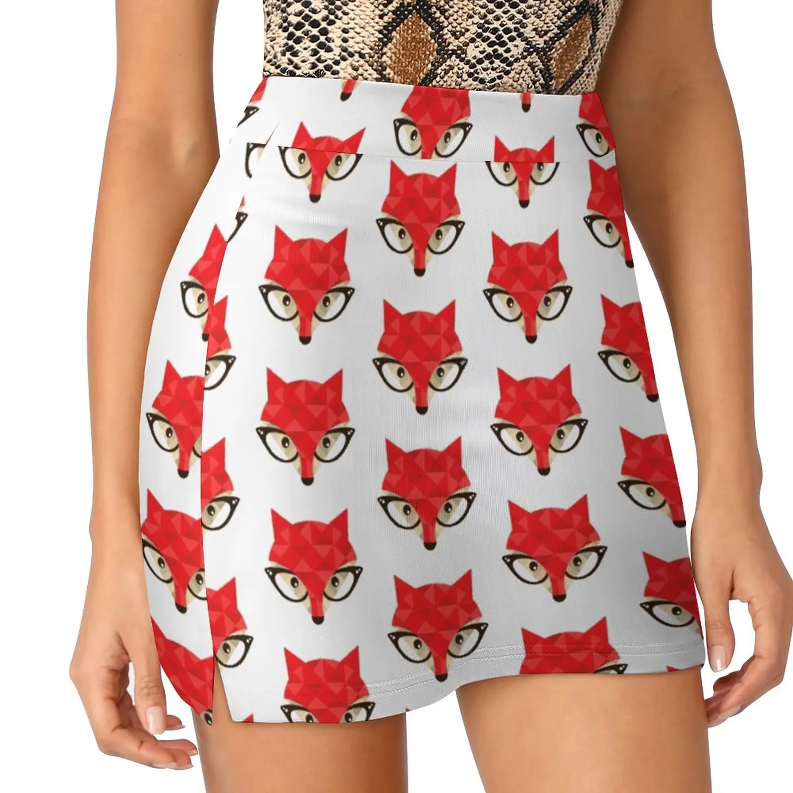 Hipster Fox Women's skirt Aesthetic skirts New Fashion Short Skirts Hipster Animal Fox Fashion Sign Label Zoo Isolated Foxy