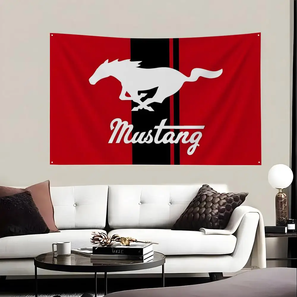 Flags Banner wall hanging background art banners, suitable for bedrooms, family living rooms and outdoor decoration. M-Mustang