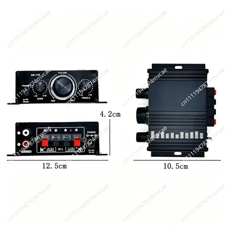 Small power amplifier AK-170 power amplifier 12V dual channel power amplifier